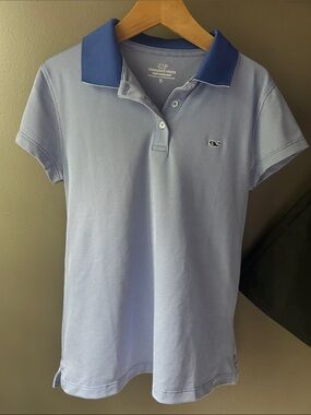 Vineyard Vines Periwinkle Polo with Dark Blue Collar